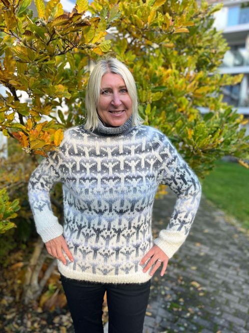 Hovedbilde Elgr-genser, grå - Ferdigstrikka