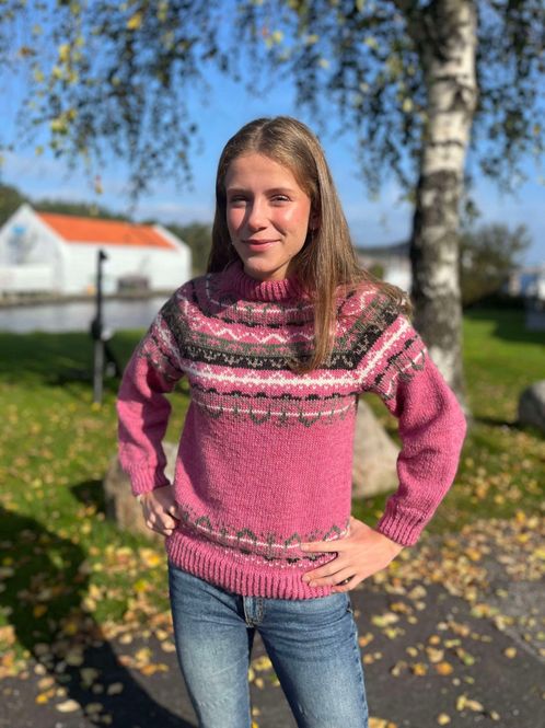 Hovedbilde Randholm-genser, rosa (strikkepakke)